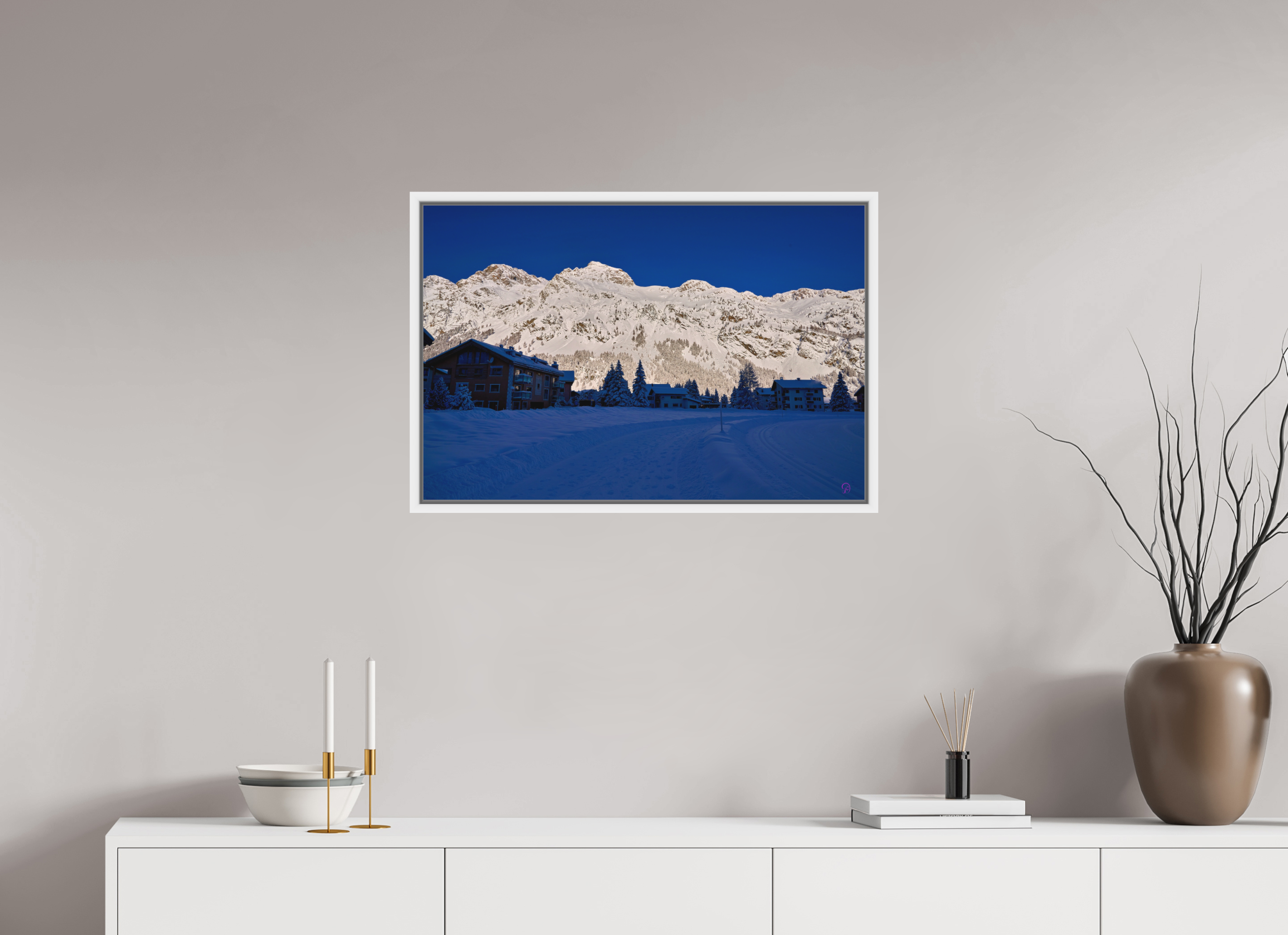 75 x 50 cm, Pigmentdruck,Acryl,Schattenrahmen weiss Sils 28