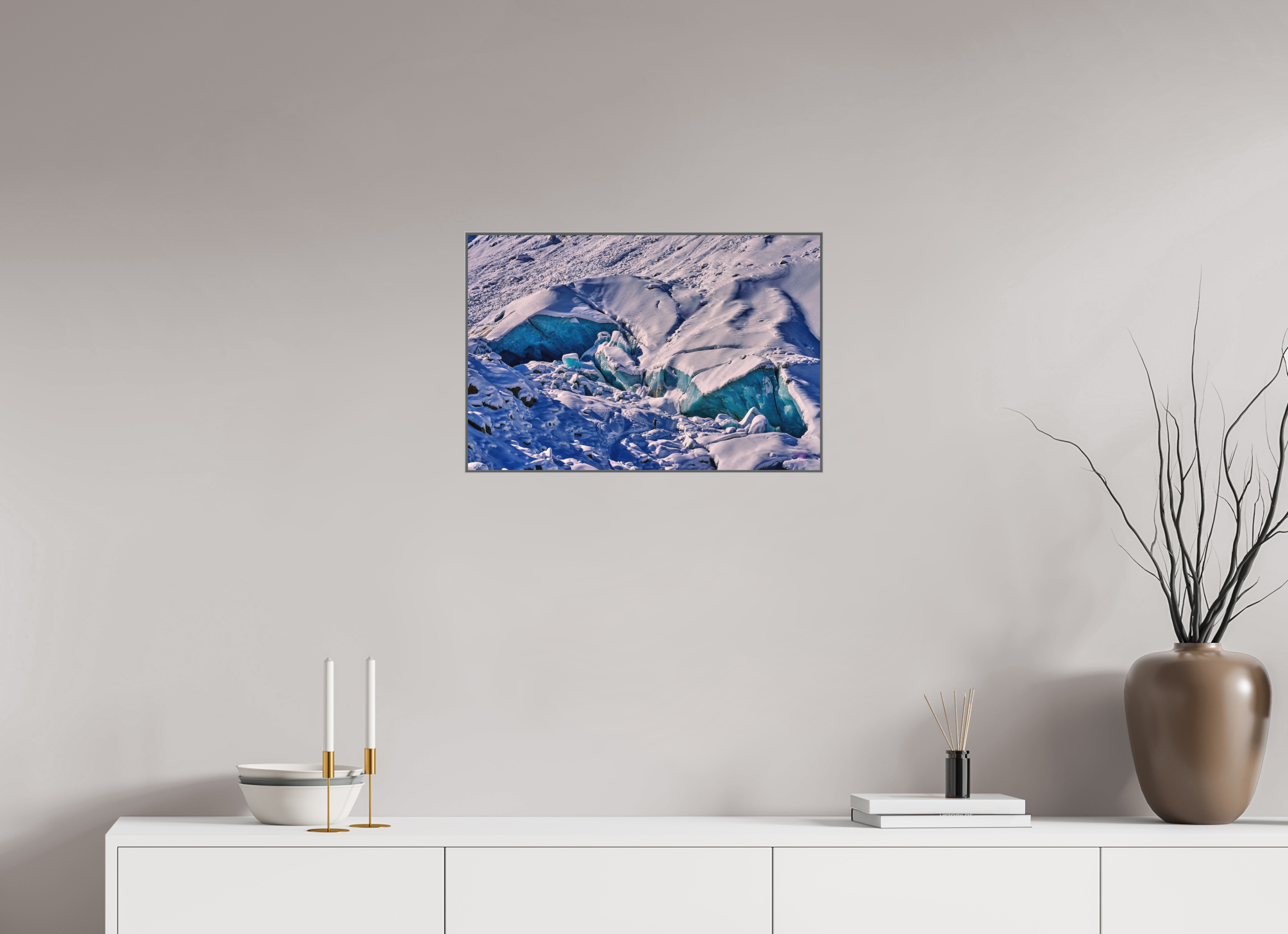 60 x 40 cm, Fine Art Box aquarell Papier,alu rahmen Morteratsch 1