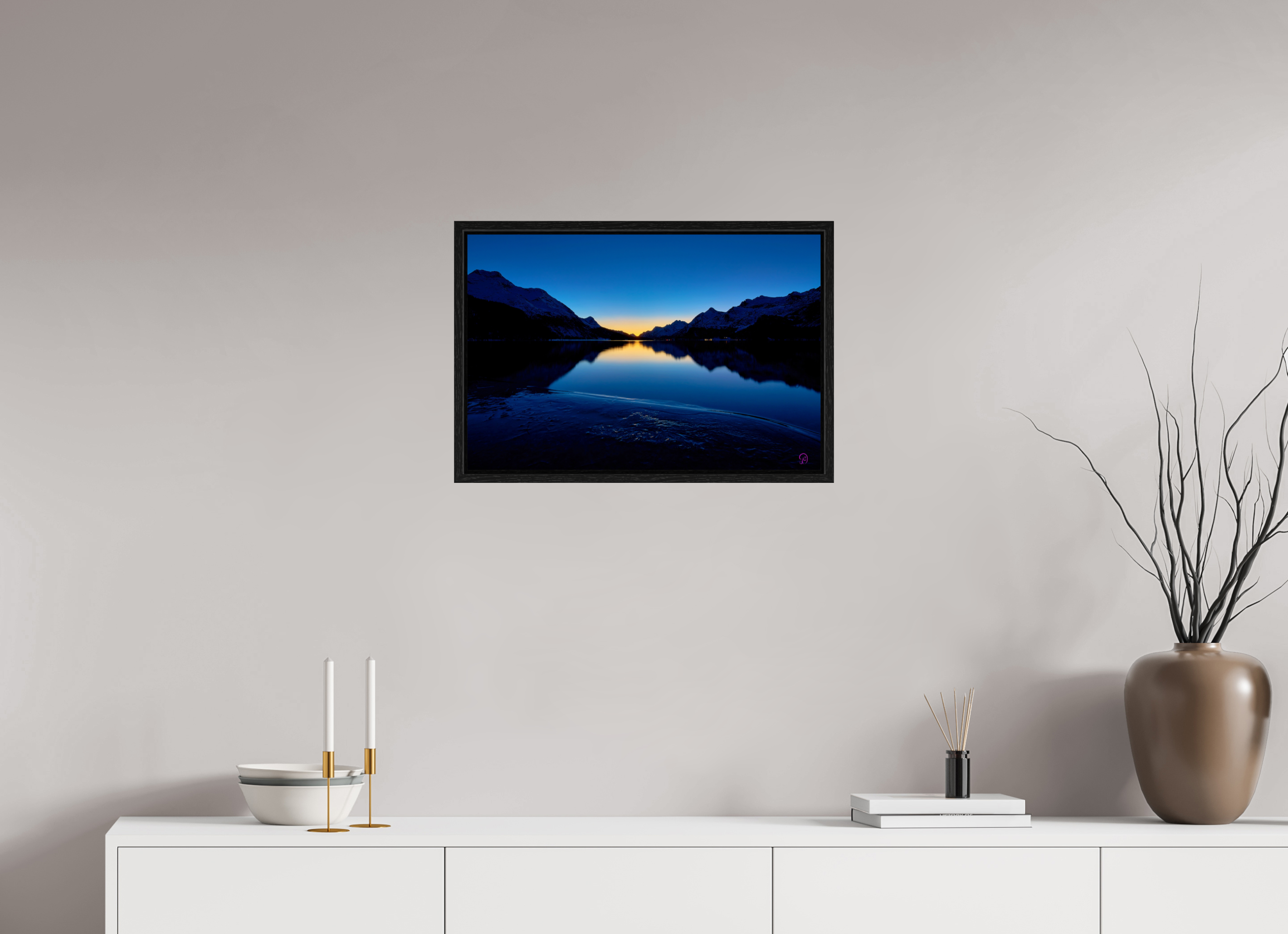 60 x 40 cm, Floating frame Eiche schwarz Sils 15