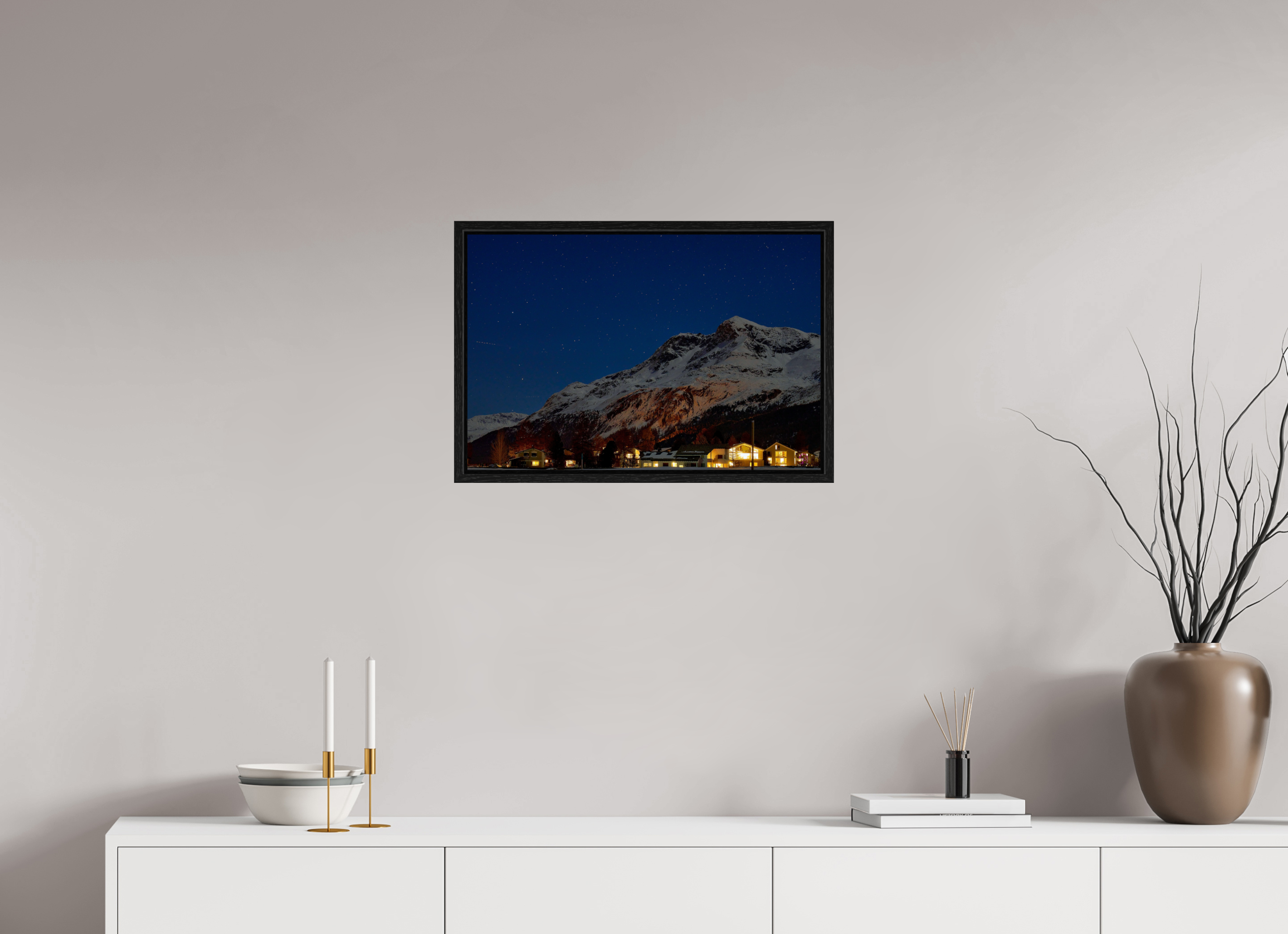 60 x 40 cm, Floating frame Eiche schwarz Sils 23