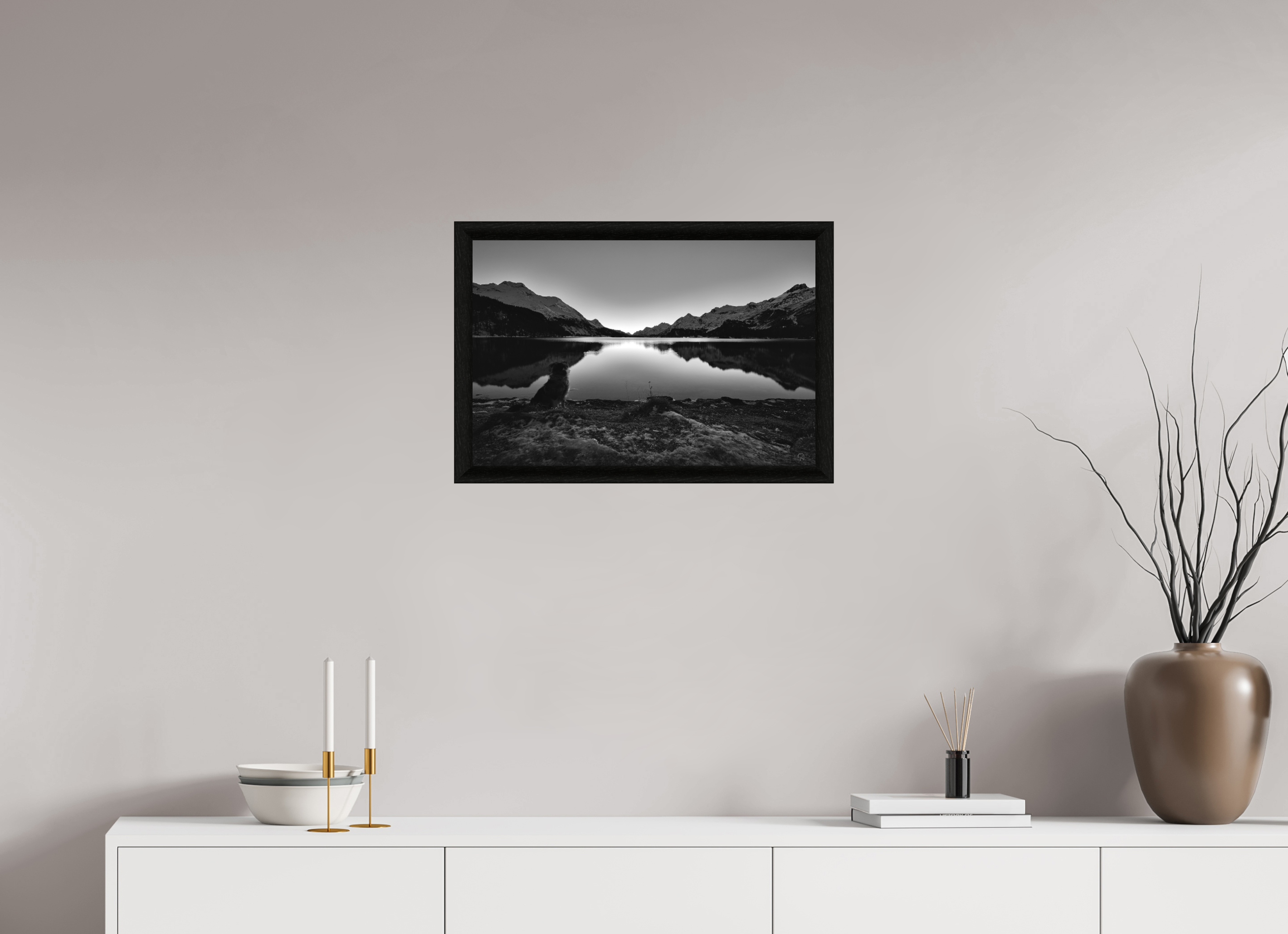 60 x 40 cm, BW Ebenholzrahmen schwarz Sils 16