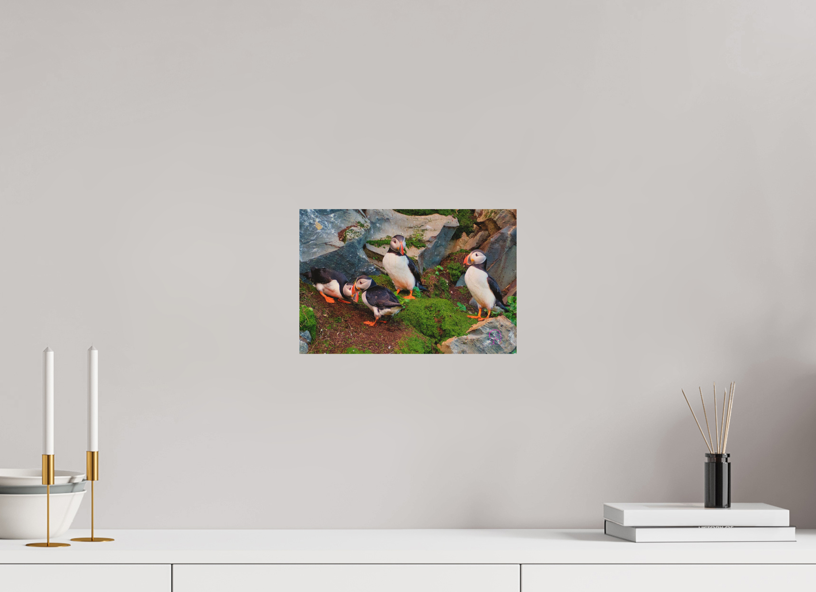 30 x 20 cm, Druck auf Holz Puffin 9