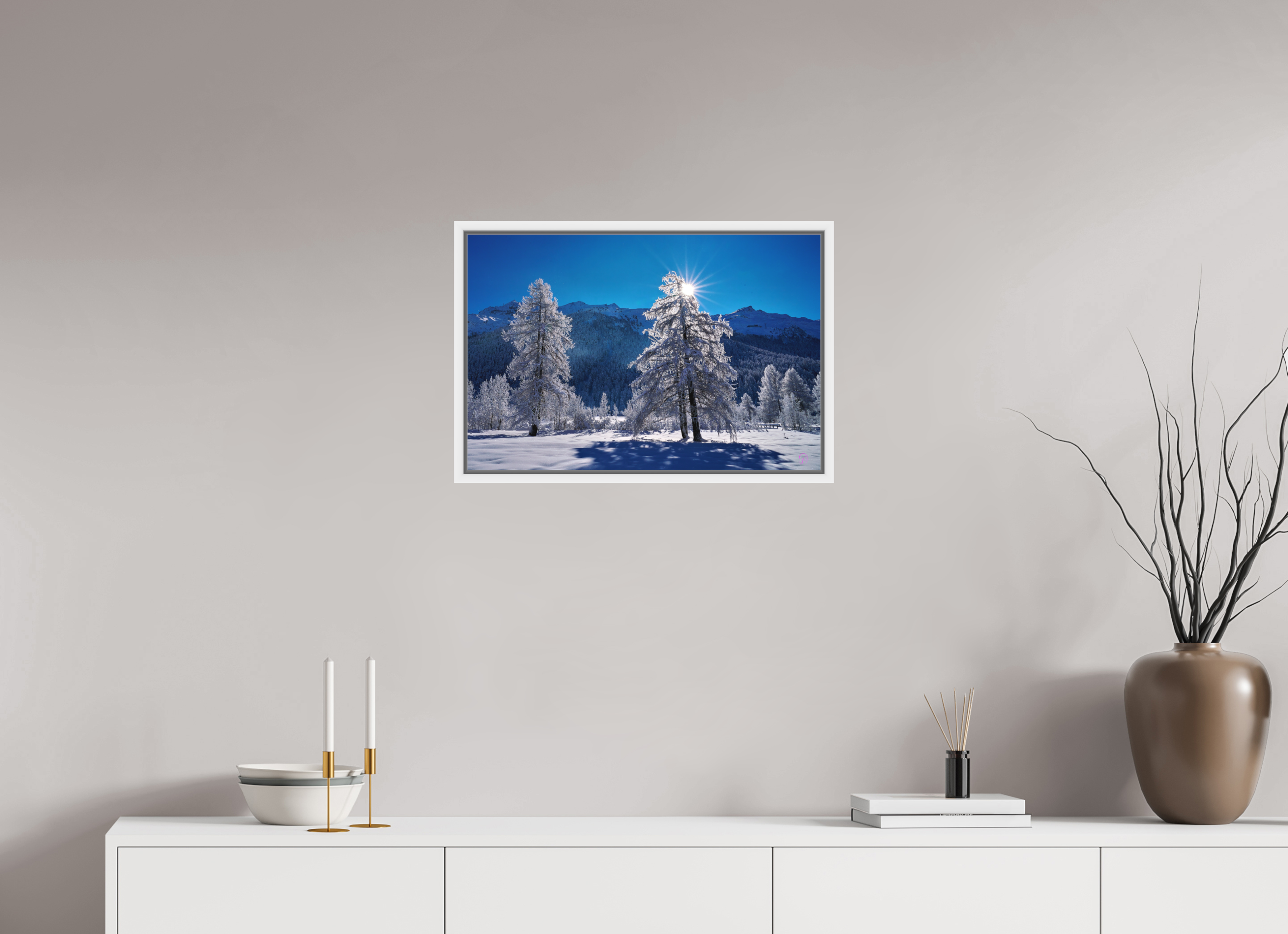 60 x 40 cm, Pigmentdruck,Acryl,Schattenrahmen weiss Sils 32